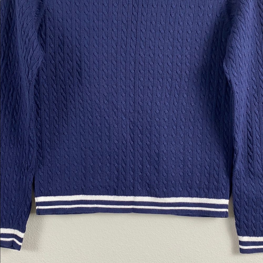 Bossini Ladies Cable Knit Varsity Striped Long Sleeve Button Front Cardigan - Picture 6 of 13